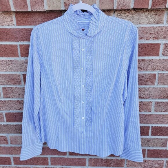 Talbots Haberdashery Shirt New with Tags Women's Size Petite 12 Button Ruffle - Picture 1 of 9
